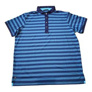 Greyson Polo Shirt Mens XL Blue Striped Short Sleeve Golf Performance‎ NWOT